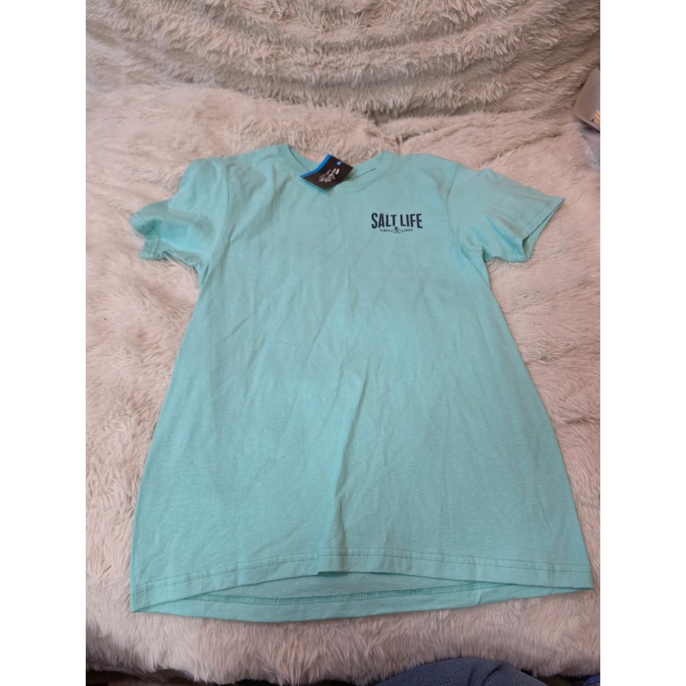 Salt Life Live Salty Retro Sun Graphic T-Shirt Mint Green Mens Small NWT